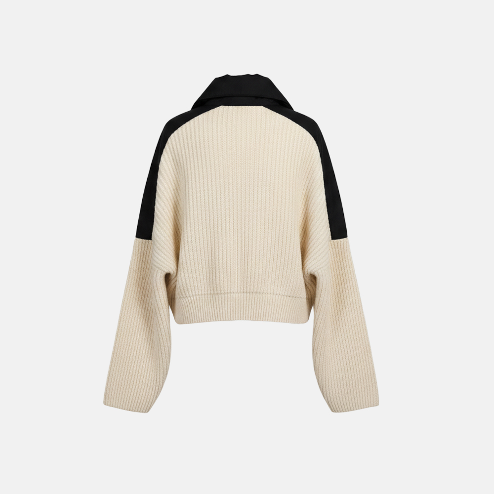 Super Flea Market+Longchamp+Cream sweater with black collar+Toni Garrn2